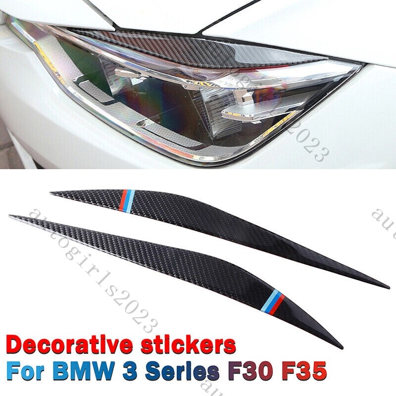 2X Auto Car Accessories Carbon Fiber Headlight Eyebrow Eyelid Trim Cover Trims