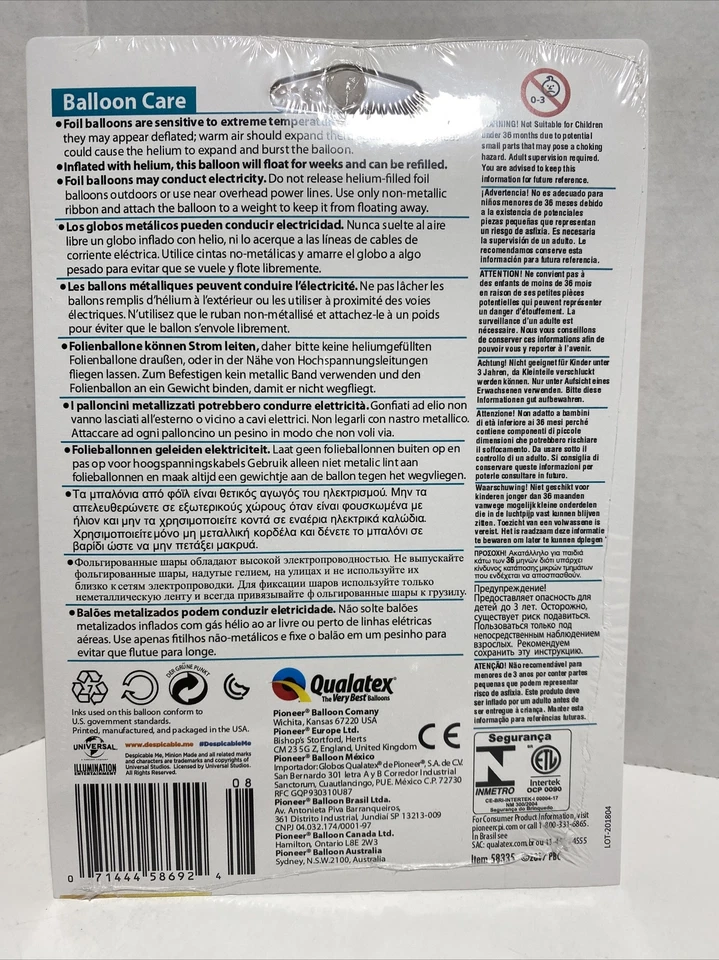 Despicable Me 18 Inch Helium Foil Balloon Birthday Party - Image 2 of 2