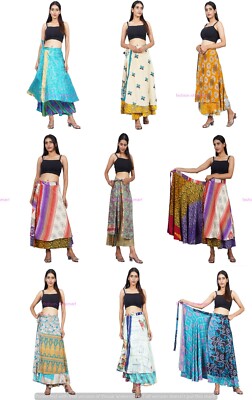 Indian Silk Skirt 20 PC Vintage Silk Sari magic Wrap Around