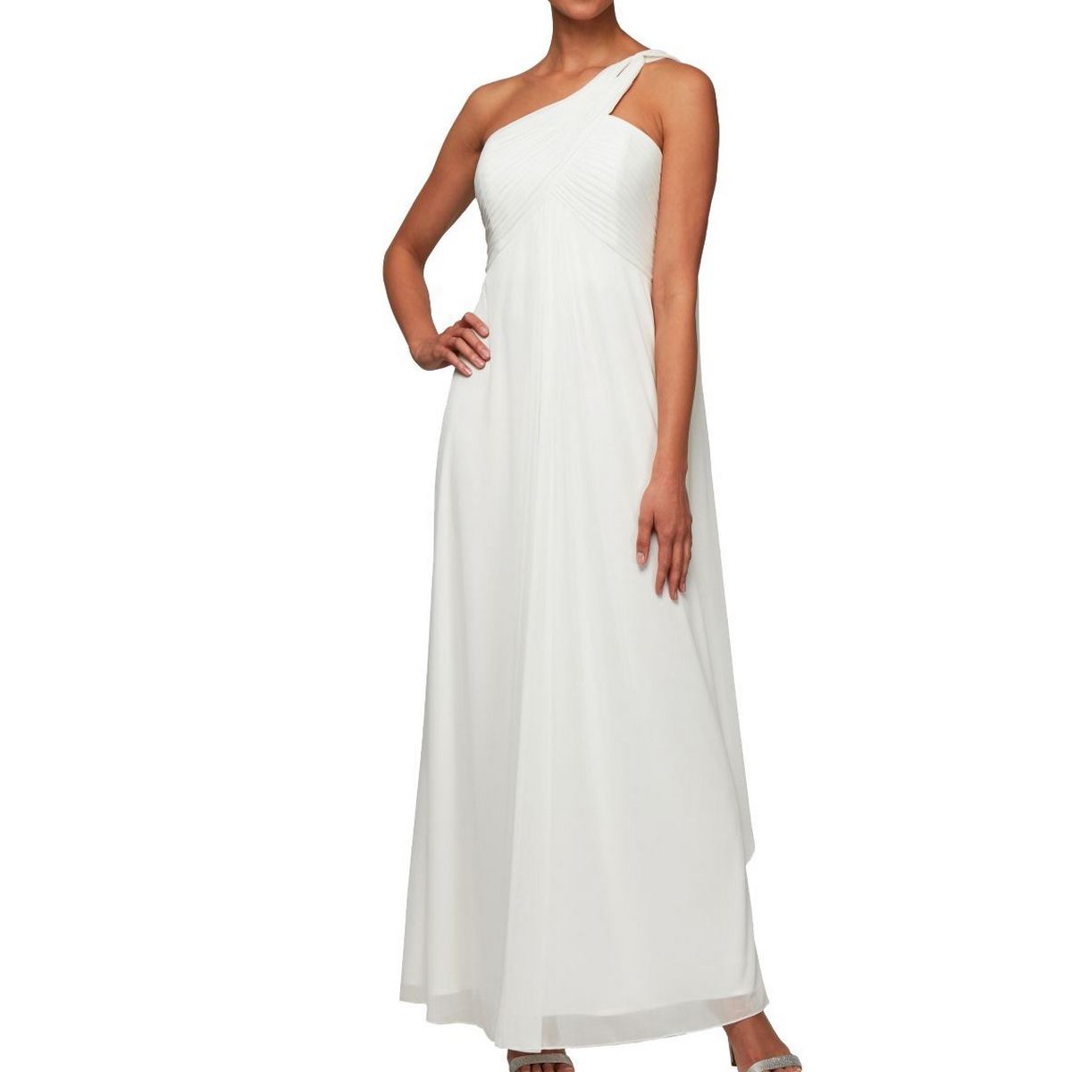 green emerald velvet dress Alex Evenings Cold-Shoulder Draped Metallic Gown - Raspberry