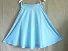 Vtg Lucky Tops Skirt Flared Light Blue Polka Dot Size S