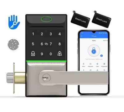 Door Access Control System, Smart Door Lock With Handle, Fingerprint, Keyless 