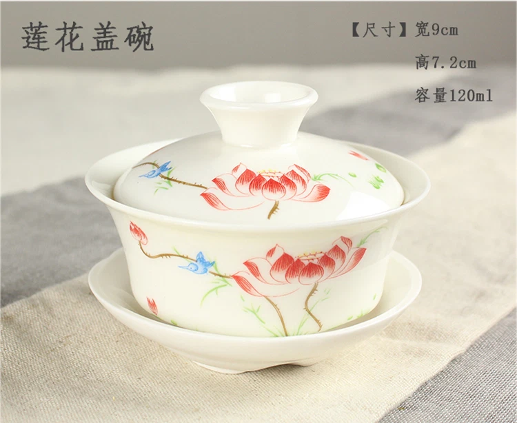 Taza de té cubierta porcelana china/zisha gaiwan platillo cerámica pintada a mano taza Foto 3 de 4
