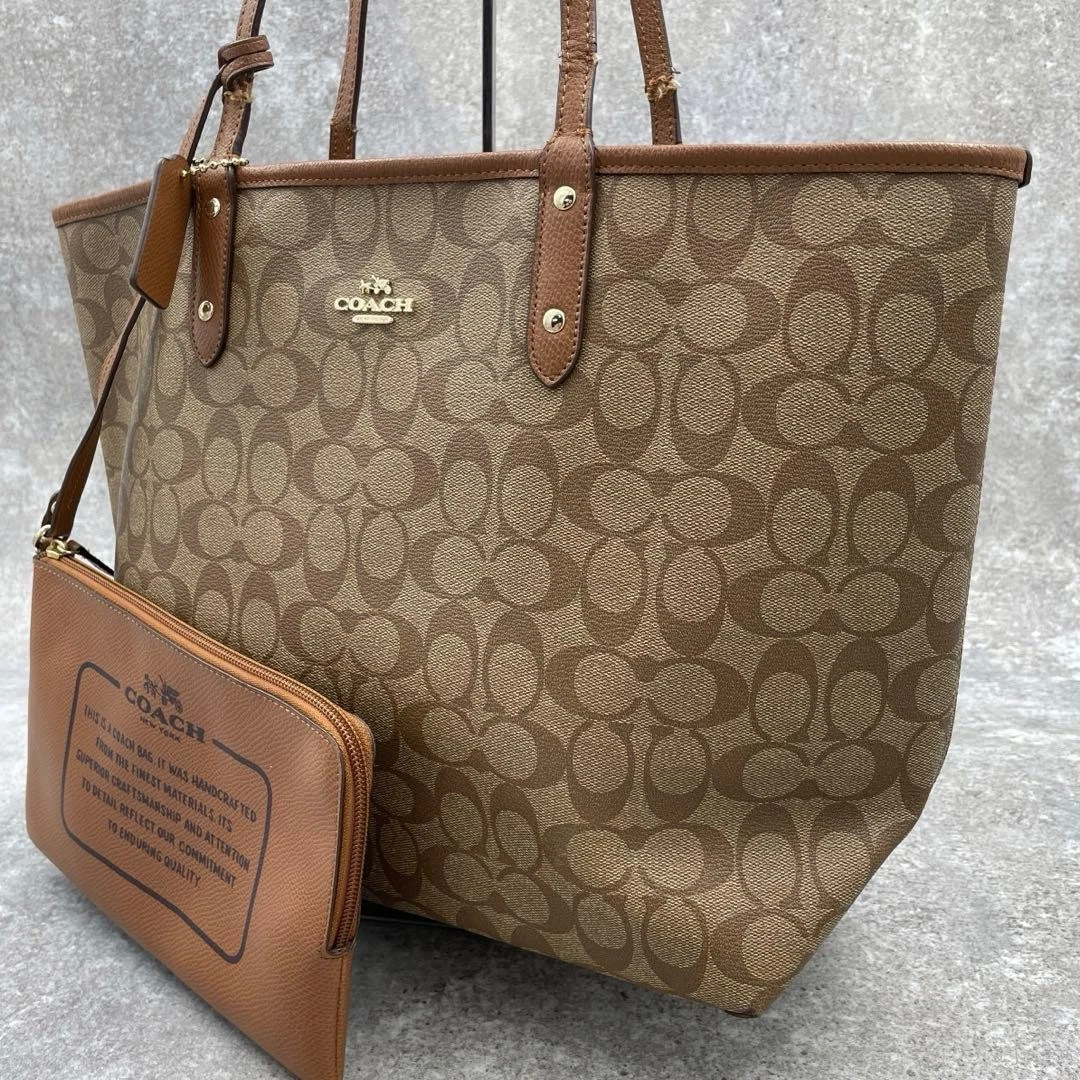 訳あり】COACH コーチ トートバッグ シグネチャー PVC レザー ✨美品 