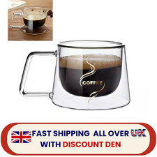 Double Wall Insulated Glass Coffee Glass Mug Tea Cup With Handle 170ml with logo