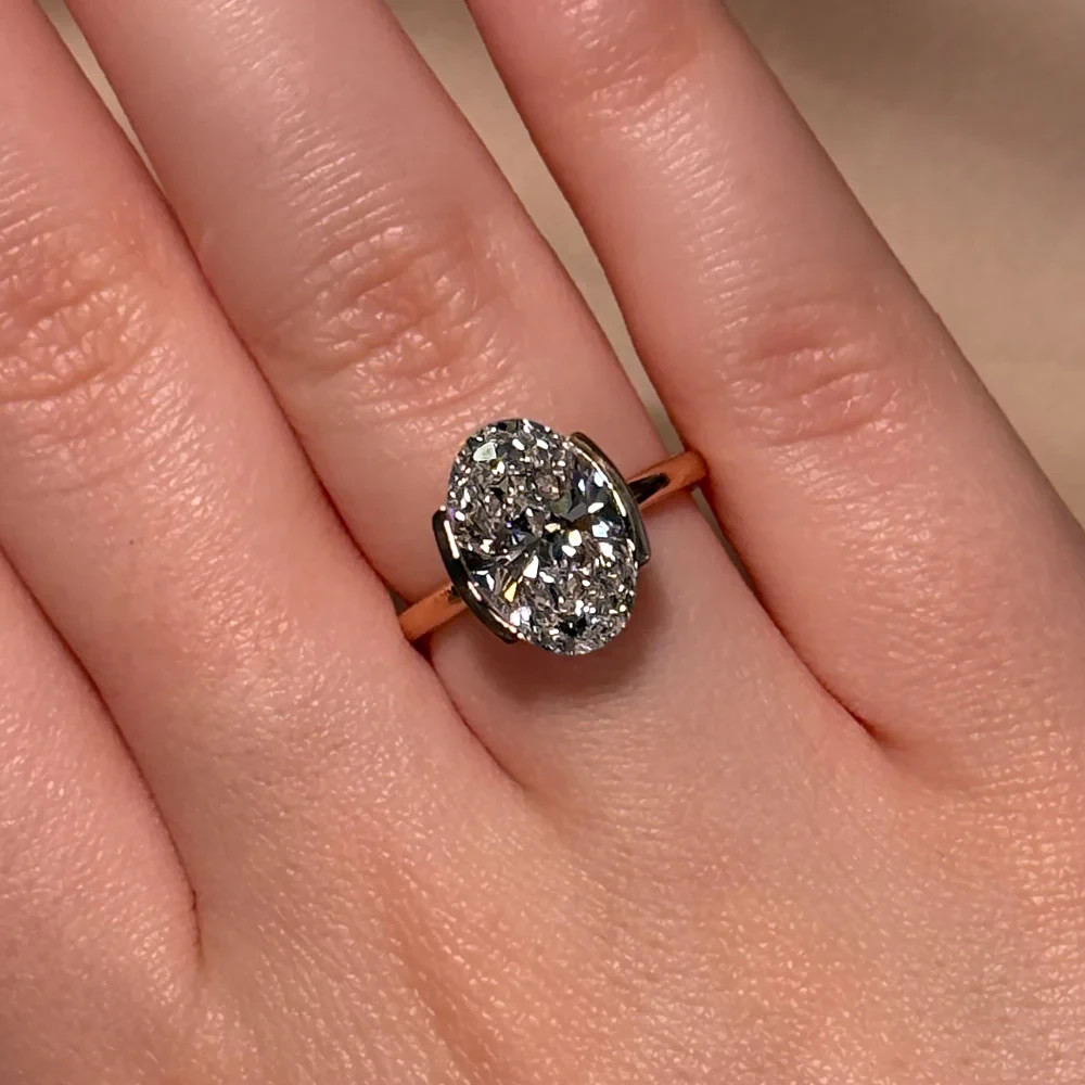 2.50CTW Oval Cut VVS1 Moissanite Solitaire Engagement Ring 14K White Gold Plated