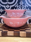 Pyrex Pink Gooseberry Set Of 2 Bowls Great Shape 444 & 442