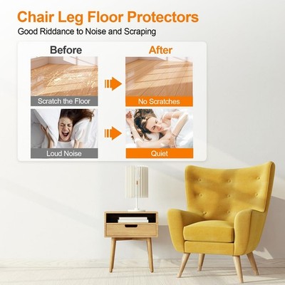 Silicone Chair Leg Floor Protectors, 24-Pack Felt Furniture Pads, Rubber Covers For Hardwood Floors, Anti-Scratch & Noise Reduction, Clear