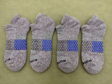 4 Pairs Bombas Men's Performance Ankle Socks Size Large 9-13 Grey