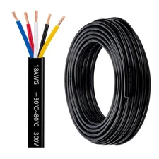 18 Gauge 5 Conductor Electrical Wire 18 AWG 5 Wire Oxygen-Free Copper PVC Str...