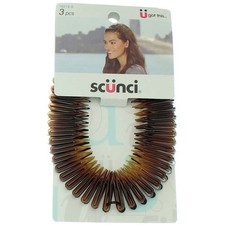 3 Pack Scunci Stretch Combs Headbands, Tortoise, 3 Ct