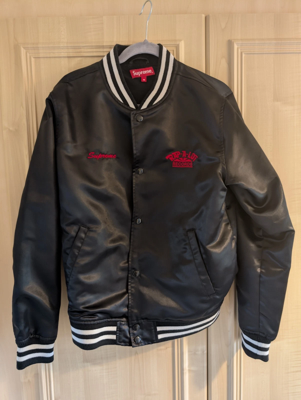 Supreme Rap A Lot Records Giacca Club Raso Nero Medium Rara