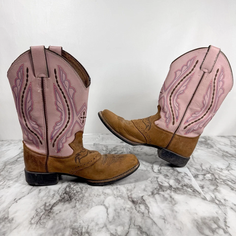 Justin 2669Y Punchy Rosa Puntera Cuadrada Western Botas Vaqueras Juveniles Talla 3D Foto 4 de 4