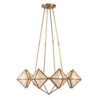 HäNgeleuchte Metall Glas 76.2 Cm Breit In Messing Antik E14 HäNgelampe Esszimmer