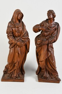 O80C03 Paar Barock Skulpturen Maria und Johannes Holz geschnitzt 18.Jh