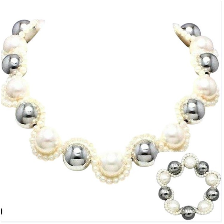 Collier et bracelet perles blanches argent : parure bijou femme pour vos mariages et soirées