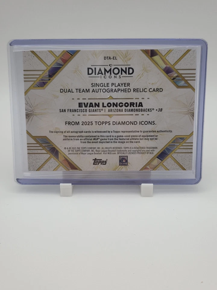 2025 Topps Diamond Icons - Evan Longoria #DTA-EL Doble Equipo Autógrafo/25 Foto 2 de 2