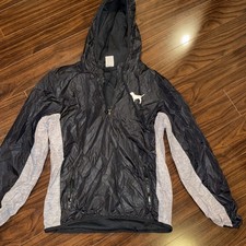 Victoria's Secret Pink Size XS Black Gray 1/2 Zip Anorak Jacket Windbreaker