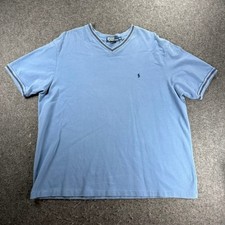 Polo Ralph Lauren Men's XXL Blue V-Neck Short Sleeve Embroidered Pony T-Shirt