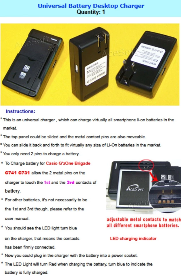 Superior Quality Displaceable Quick Home Battery Charger for Casio Exilim C721 - Image 2 of 3