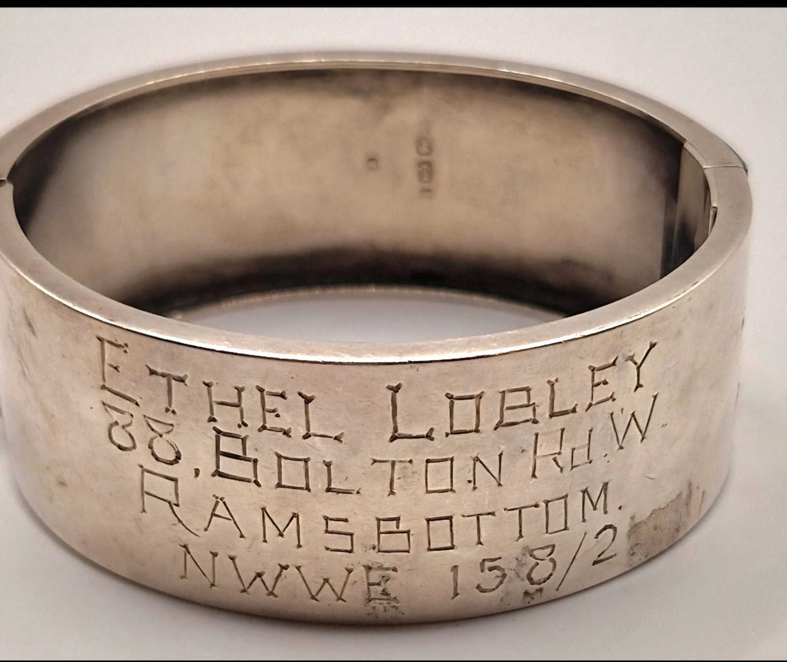 Antique Edwardian Solid Silver Hinged Bangle Birm… - image 3