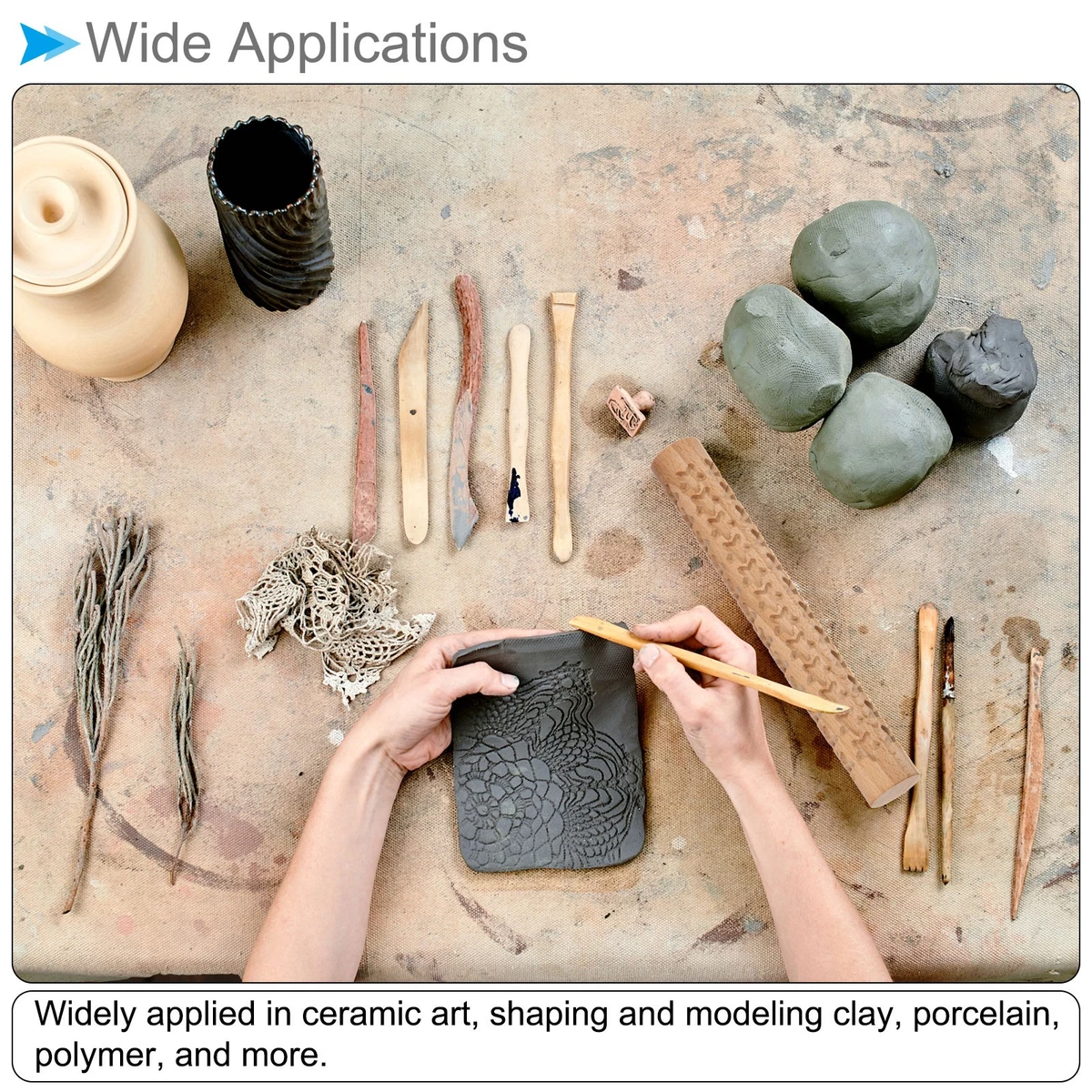 Wood Clay Roller 6 Inch Embossed Star Texture Modeling for Clay Baking DIY
