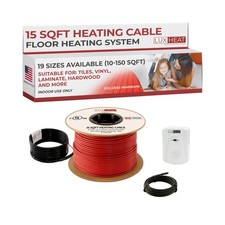 LuxHeat 15sqft Floor Heating Cable Kit - 120v Heated Floor System for Tile, V...