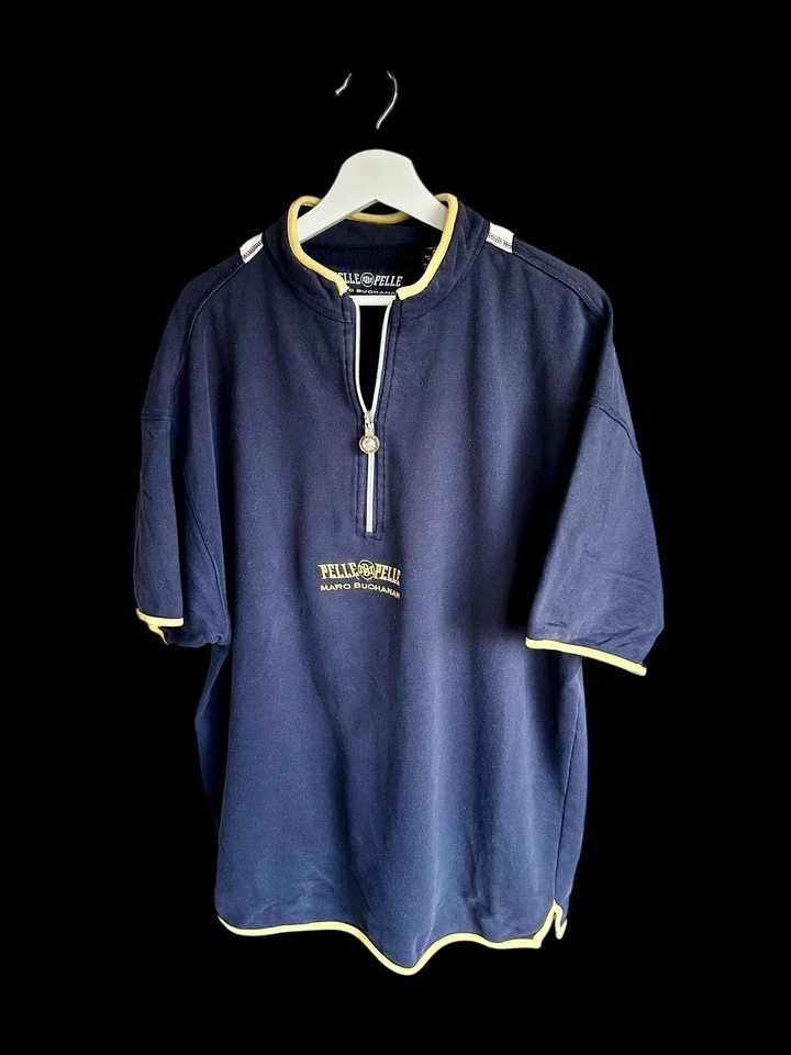 Camisa de felpa francesa vintage Pelle Pelle Marc Buchanan para hombre talla XXL cuarto cremallera Foto 3 de 4