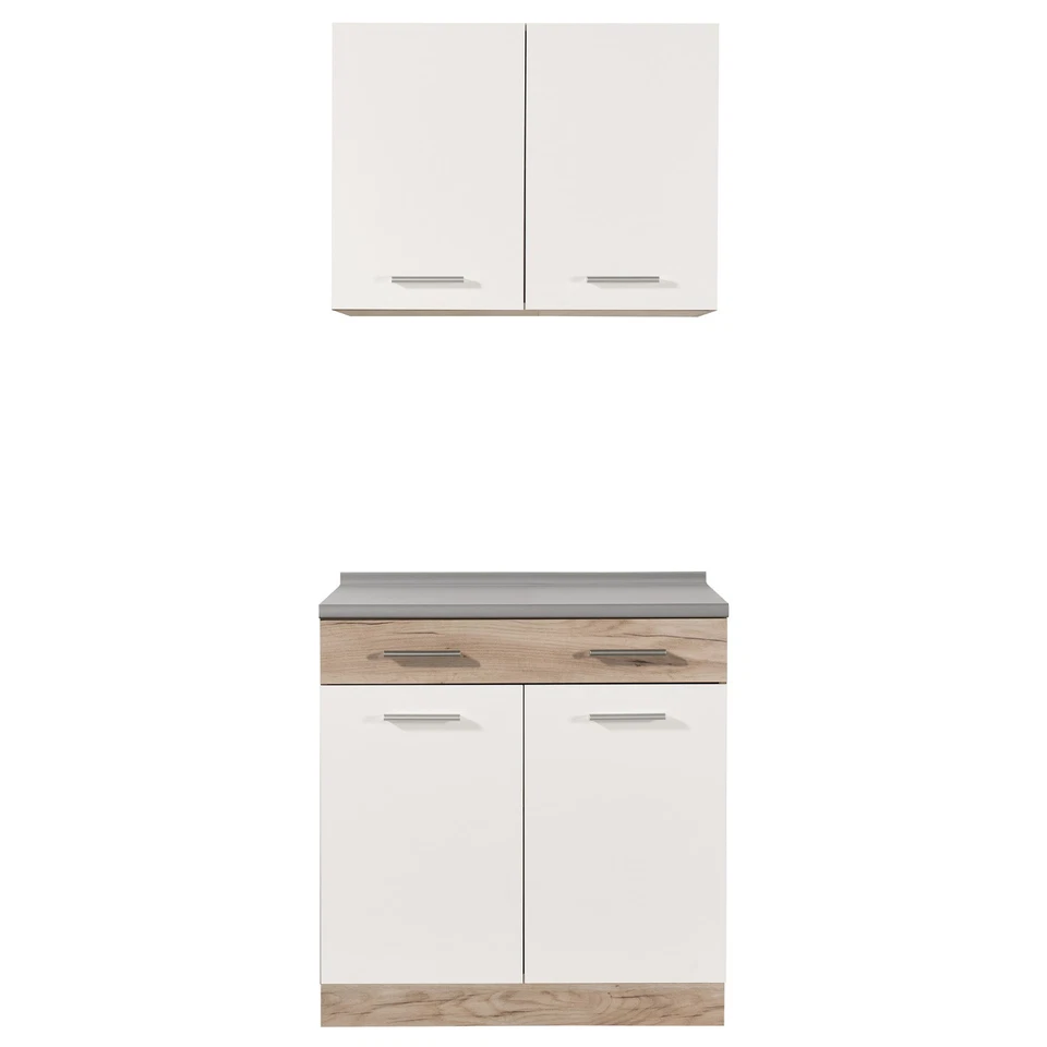 Miniküche 80 cm weiß grau | Küchenzeile ohne Geräte | Singleküche Homestyle4u - Bild 4 von 4