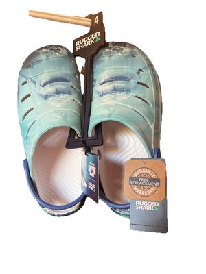 Rugged Shark Boys Clog Slip-On Shark Print Water Shoes Size 4 NWT Free Shipping
