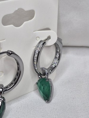 Bomb Party May 2025 Earrings ''Luxe Lime Light'' Emerald/Genuine Quartz/Hematite 