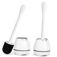 Toilet Brush 2 Pack, Toilet Bowl Brush with Ventilated Holder and White
