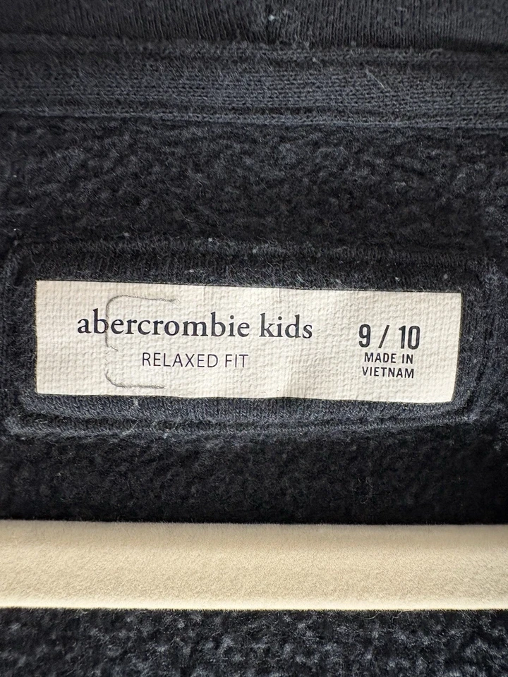 Suéter Abercombie Fitch Niños Pequeño 9/10 Negro Sudadera con Capucha Cremallera Completa Alce Foto 3 de 4