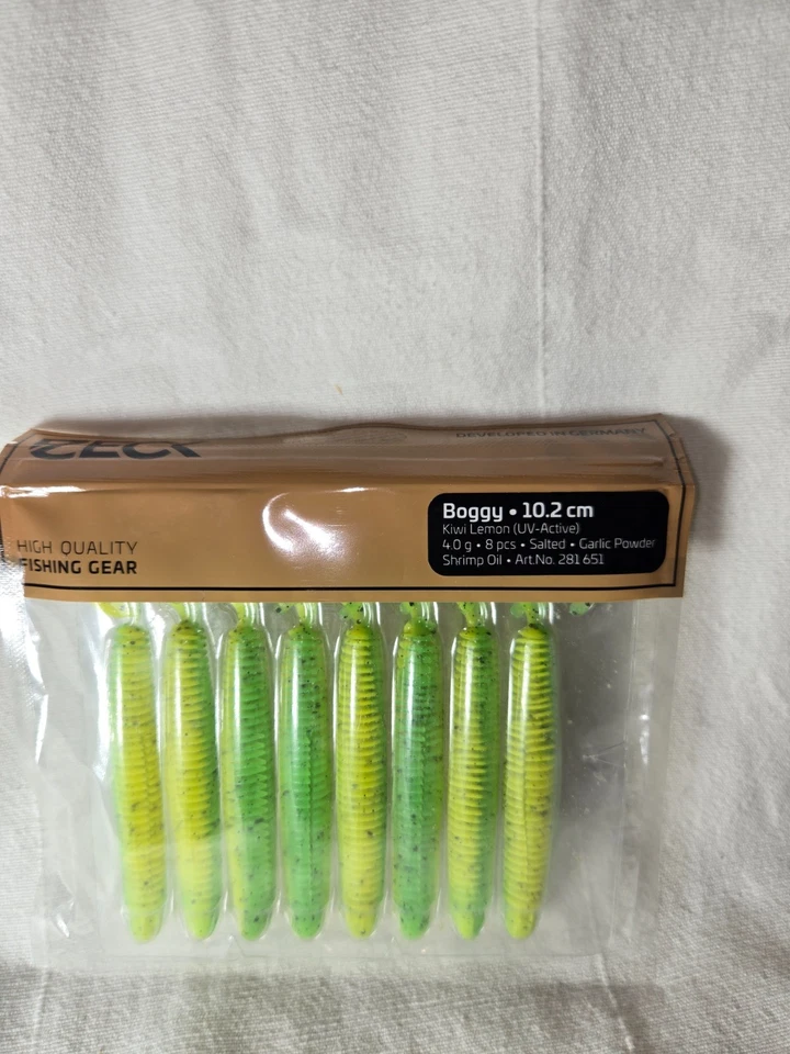 Zeck Boggy 10,2cm 4g 8 Stück Salted Garlic Shrimp Kiwi Lemon (UV-Active)  #23