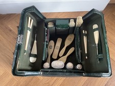 Victorian Grooming Travelling Parking & Gotto Leather Case C1880 Silver tops