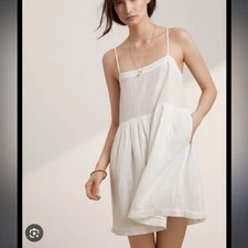 Wilfred Safran Indian Cotton Gauze Mini Swing Dress Sz M Side Pockets