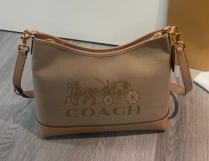COACH Laurel Shoulder Bag Horse and Carriage Dark Natural Multi
