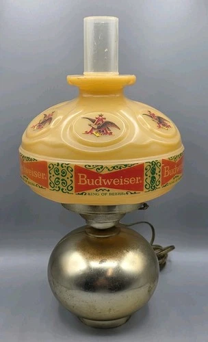 VINTAGE Budweiser Beer Wall Sconce Light – Hurricane Style Bar Lamp – Works!