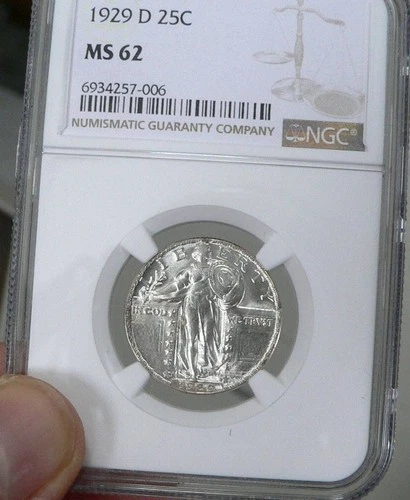 1929-D Standing Liberty Quarter NGC MS62.  Booming luster and eye appeal.