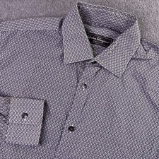 Salvatore Ferragamo Gancio All Over Print Button Down Shirt Men's M White Navy