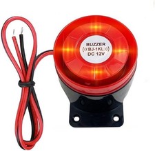 Sirena de alarma con cable 120 dB 12V con luz intermitente para seguridad en el hogar