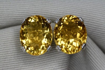 Zertifizierte 14,42ct Citrin Ohrstecker Sterlingsilber echt natürlich C103