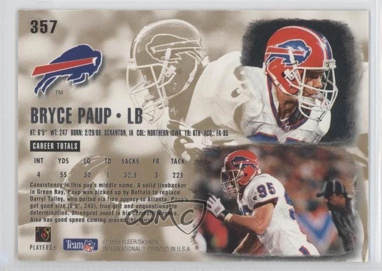 1995 Fleer Ultra Bryce Paup #357 - Image 2 of 2