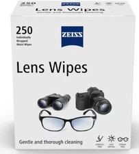 1pk Zeiss Lens Cleaning Wipes Individually Wrapped Pack of 250 Wipes for Glasses