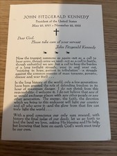 Original 1963 JFK Memorial Prayer Card - Kennedy Assassination Ephemera