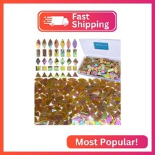 LITMIND Brown Iridescent Stained Glass Mosaic Tiles for Crafts - 240 Pieces, 5 S