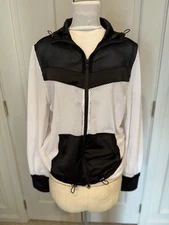 Blanc Noir Women’s Alfresco Medium Mesh Jacket Black White EUC