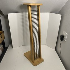 Vintage Wood CD DVD Storage Tower | Holds 44 Discs Freestanding 33”