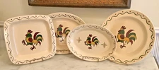Set Of 4 Metlox Poppytrail California Provincial Rooster Serving Pieces