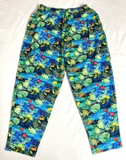 Vintage 90s Tropical Fish Ocean Print Novelty Chef Lounge Pants XL Cotton Retro